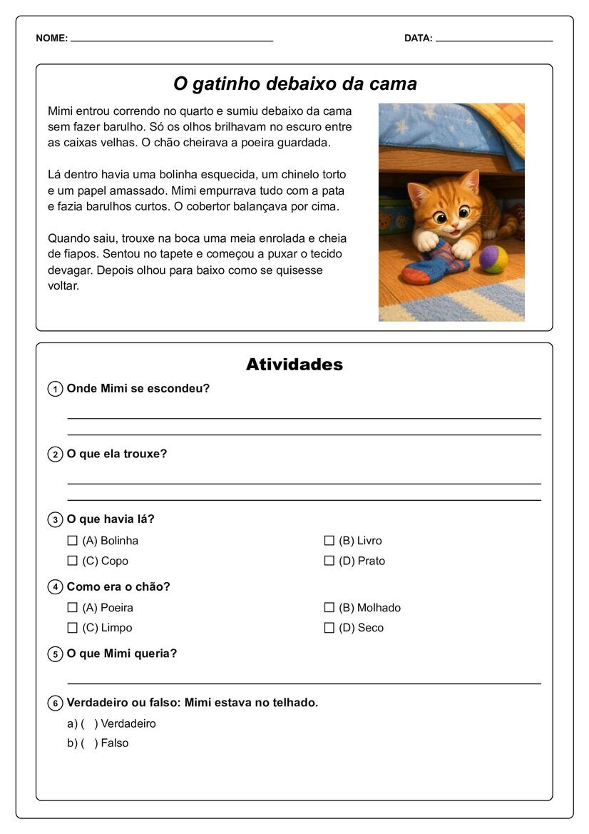 Pequenos textos ilustrados com interpretação atividade escolar página 28